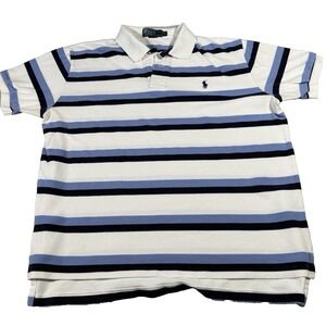 CLASSIC POLO‎ RALPH LAUREN STRIPED POLO SHIRT WHITE BLUE MENS XL